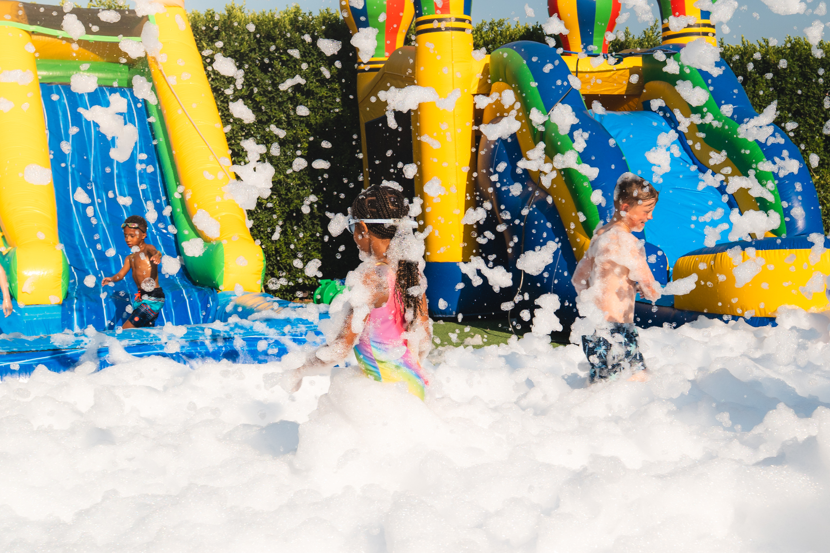 Foam party action shot from a Party Panda Foam rental in the Phoenix Valley